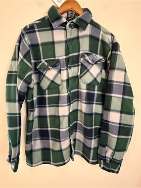Original Deluxe plaid faux fur lined shirt jacket shacket SZ M